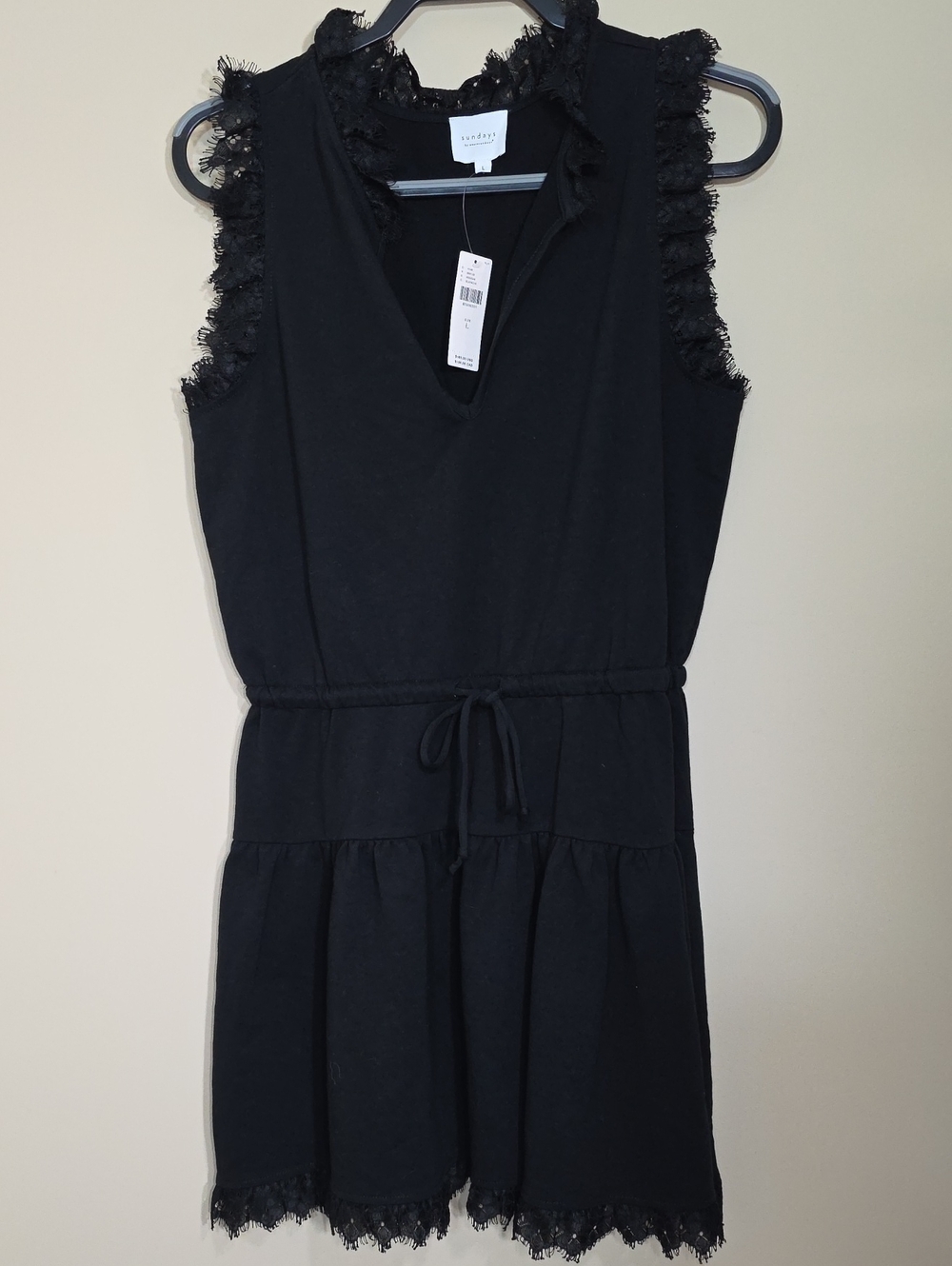 Sundays by Anthropologie NWT Lace-Trim Mini Dress | Size Large - Picture 2 of 5